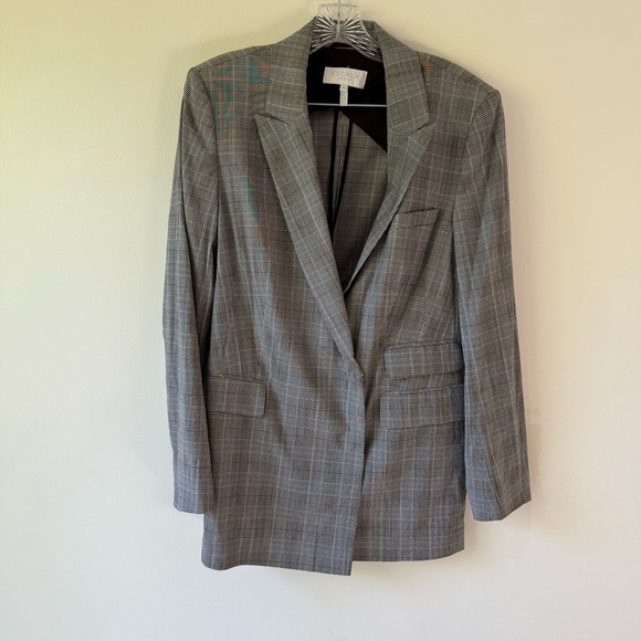 ESCADA Sport Women’s Plaid Wool Blend Long Line Blazer pants set Gray SZ 42/12 - Picture 9 of 16